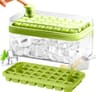 Ice Cube Tray with Lid and Bin, 64 Pcs Ice Cube Mold (Green). Double Tray.